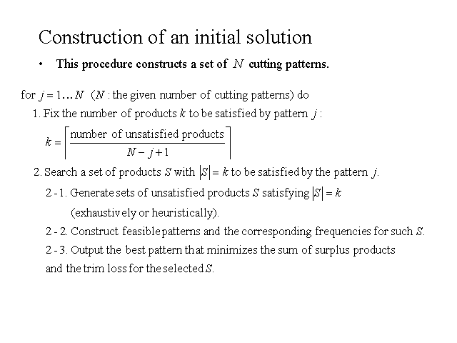 Construction of an initial solution