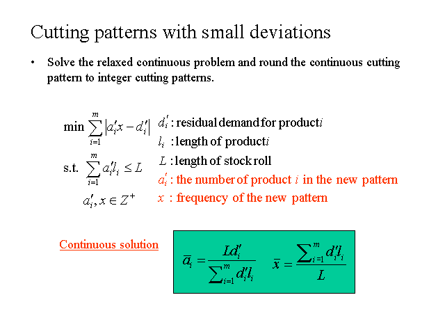 Cutting patterns with small deviations